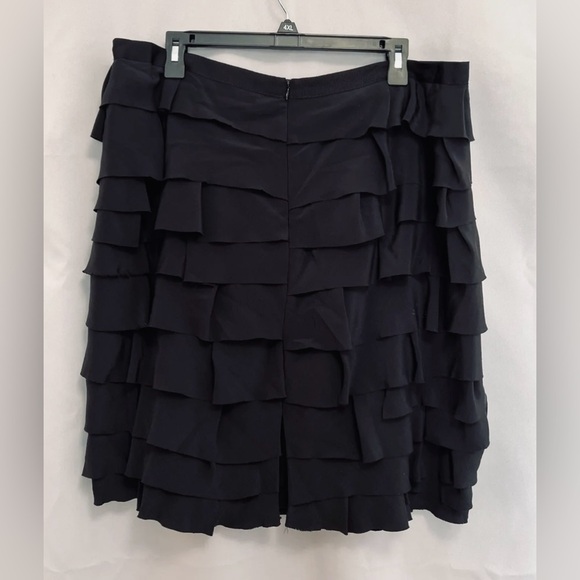 Doncaster Tiered Ruffled Layered Lined Black Skirt 100% Silk‎ Size 18 - Picture 6 of 7